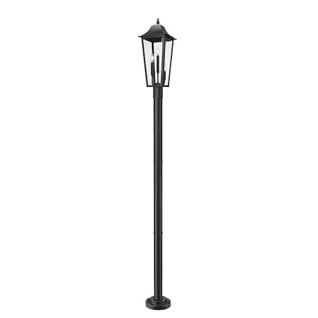 Z-Lite Gannon 3 Light Outdoor Post Mounted Fixture, 10in. W x 100.5in. H, Black 5008PHBR-5012P-BK
